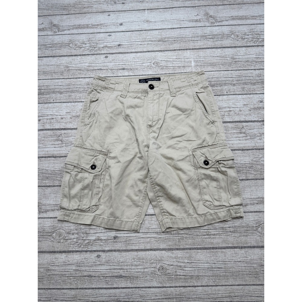 American Eagle Cargo Shorts Men's 30 Beige Relaxed Fit Cotton Hiking Workwear